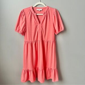 Loft Dress Women's Small Peach Coral Spring Feminine Sweet Tiered Coastal Preppy